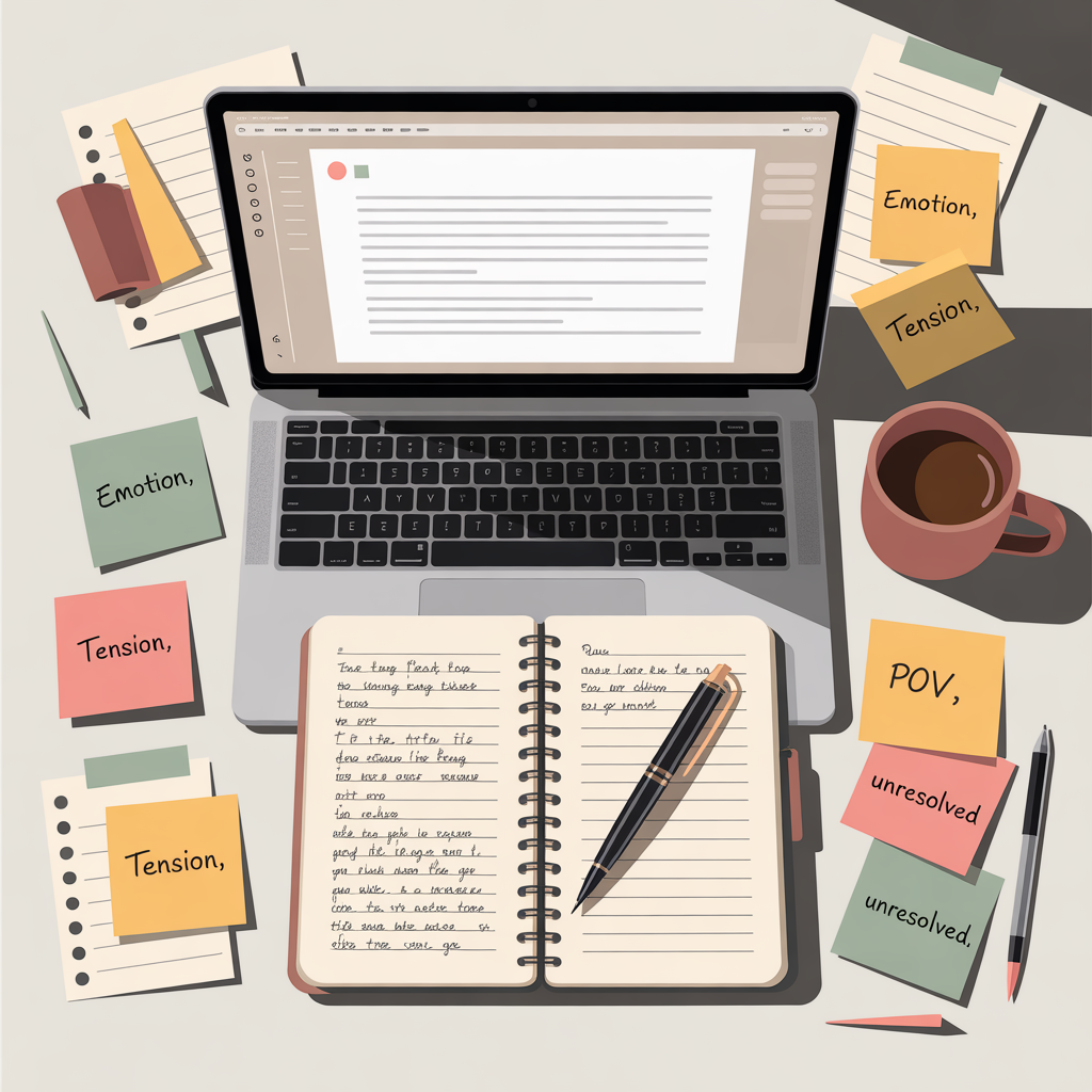 AI prompts for fiction examples across romance, cozy mystery, romantic suspense, and thriller